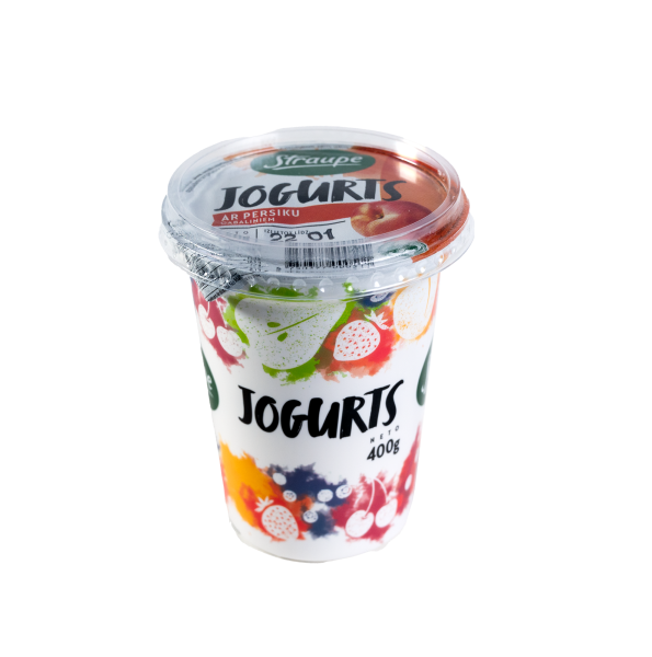 Jogurts ar persiku gabaliņiem