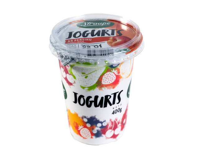 Jogurts ar persiku gabaliņiem